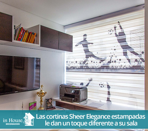 Cortinas Sheer Elegance sintticas estampadas en las ventanas de una habitacin